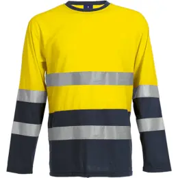 150g Long Sleeve Safety T-Shirt Navy-Yellow